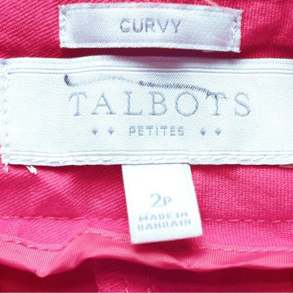 Talbots Pants Pink Size 2 Petite Curvy Fit Cropped Button Detail On Leg Hem - Picture 5 of 6